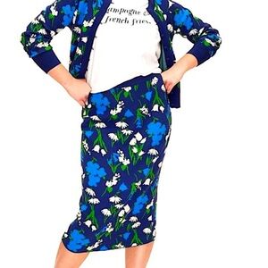 Kate Spade Blue Green Midi Pencil Skirt